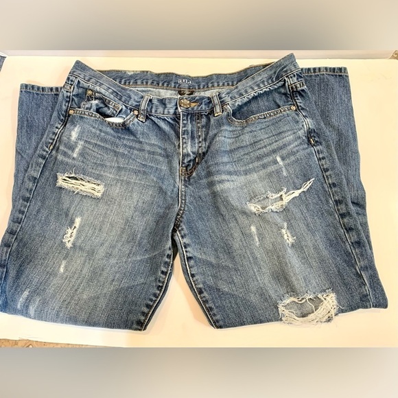 Ana Med Wash Distressed Cropped Jeans Size 30/10 - Picture 2 of 8